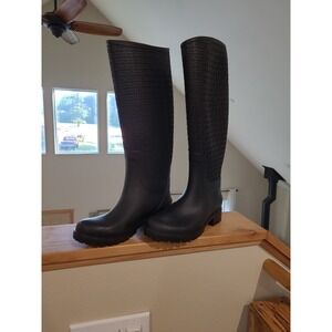 Tommy‎ Hilfiger Raindrop Women's SZ 6 black tall waterproof boot